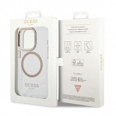 Dėklas Guess Metal Outline Magsafe GUHMP14XHTRMD iPhone 14 Pro Max Auksinis 7