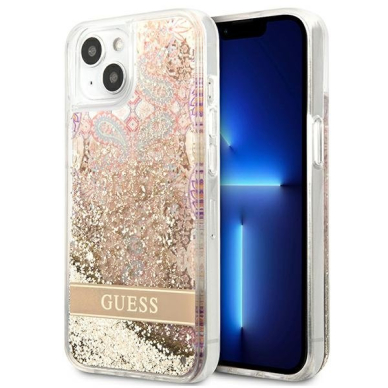 Dėklas Guess Paisley Liquid Glitter GUHCP13SLFLSD iPhone 13 mini Auksinis 1