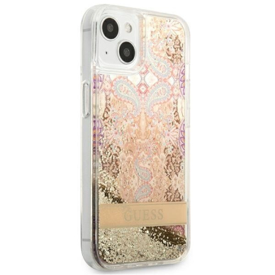 Dėklas Guess Paisley Liquid Glitter GUHCP13SLFLSD iPhone 13 mini Auksinis 6