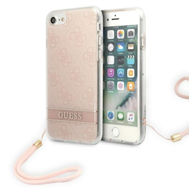 Iphone 7 / 8 / SE 2020 / SE 2022 Dėklas Guess Print Strap GUOHCIH4STP Rožinis 1