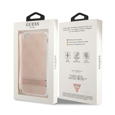 Iphone 7 / 8 / SE 2020 / SE 2022 Dėklas Guess Print Strap GUOHCIH4STP Rožinis 10