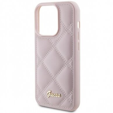 Dėklas Guess Quilted Metal Logo   iPhone 15 Pro Max - Rožinis 5