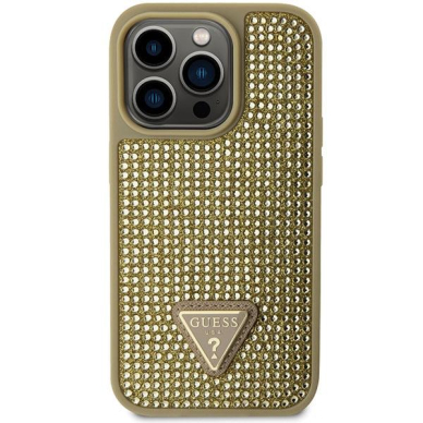 Dėklas Guess Rhinestone Triangle GUHCP14LHDGTPD iPhone 14 Pro Auksinis 2