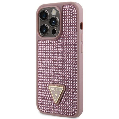 Dėklas Guess Rhinestone Triangle GUHCP14LHDGTPP iPhone 14 Pro Rožinis 1