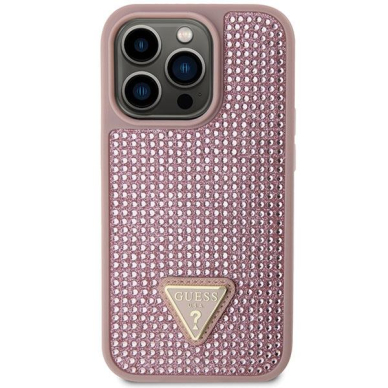 Dėklas Guess Rhinestone Triangle GUHCP14LHDGTPP iPhone 14 Pro Rožinis 2