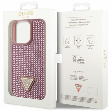 Dėklas Guess Rhinestone Triangle GUHCP14LHDGTPP iPhone 14 Pro Rožinis 7