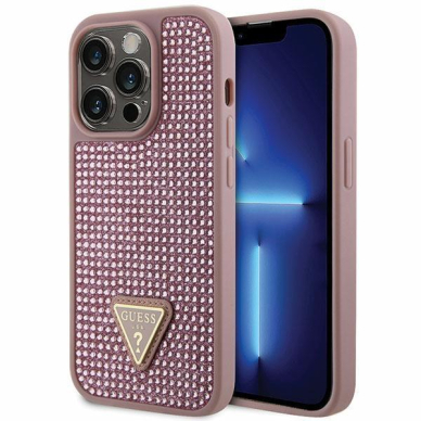 Dėklas Guess Rhinestone Triangle GUHCP14LHDGTPP iPhone 14 Pro Rožinis