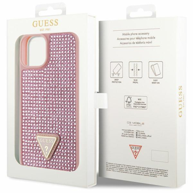 Dėklas Guess Rhinestone Triangle GUHCP14MHDGTPP iPhone 14 Plus Rožinis 7