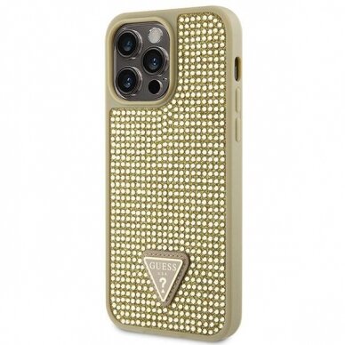 Dėklas Guess Rhinestone Triangle GUHCP14XHDGTPD iPhone 14 Pro Max Auksinis 1