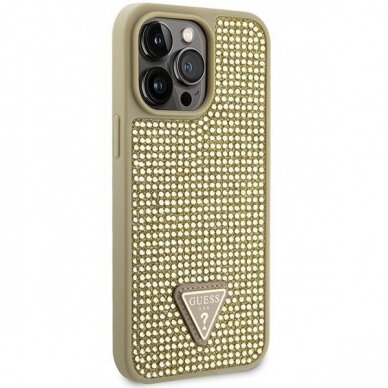 Dėklas Guess Rhinestone Triangle GUHCP14XHDGTPD iPhone 14 Pro Max Auksinis 3