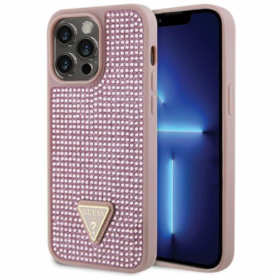 Dėklas Guess Rhinestone Triangle GUHCP14XHDGTPP iPhone 14 Pro Max Rožinis