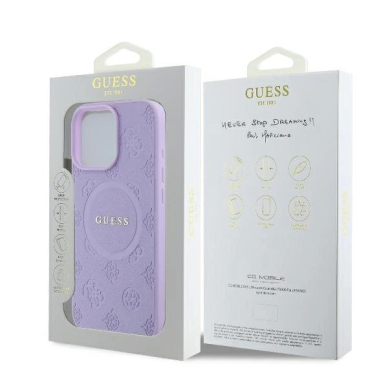 Dėklas Guess Saffiano Peony Classic Logo MagSafe iPhone 16 Pro  - Violetinis 7