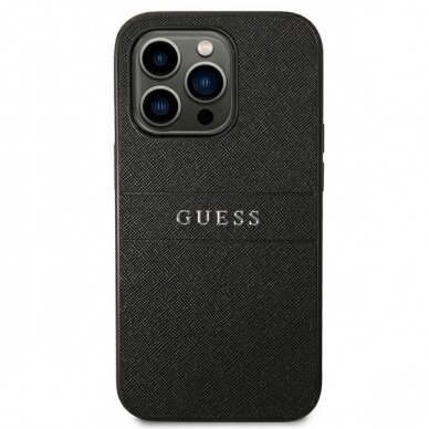 Dėklas Guess Saffiano Strap GUHCP14LPSASBBK iPhone 14 Pro Juodas 5