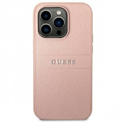 Dėklas Guess Saffiano Strap GUHCP14LPSASBPI iPhone 14 Pro Rožinis 6