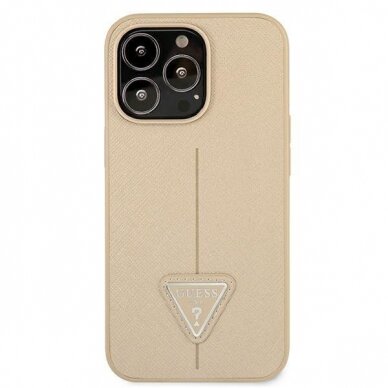 Dėklas Guess SaffianoTriangle Logo GUHCP13LPSATLE iPhone 13 Pro Smėlinis 2