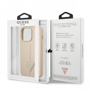 Dėklas Guess SaffianoTriangle Logo GUHCP13LPSATLE iPhone 13 Pro Smėlinis 7