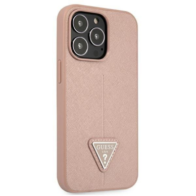 Dėklas Guess SaffianoTriangle Logo GUHCP13LPSATLP iPhone 13 Pro Rožinis 3