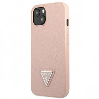 Dėklas Guess SaffianoTriangle Logo GUHCP13SPSATLP iPhone 13 mini Rožinis 1