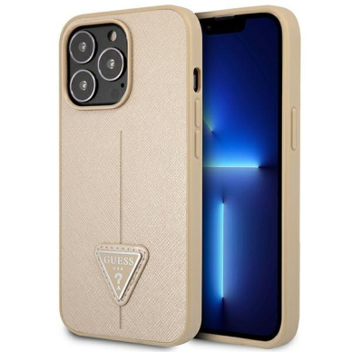 Dėklas Guess SaffianoTriangle Logo GUHCP14XPSATLE iPhone 14 Pro Max Smėlinis