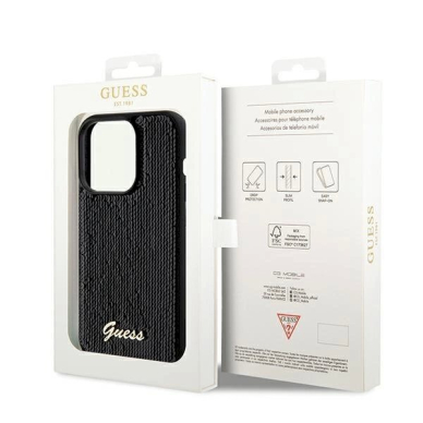 Dėklas Guess Sequin Script Metal case for iPhone 14 Pro Max - Juodas 7