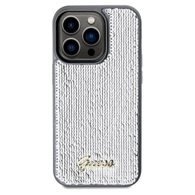 Dėklas Guess Sequin Script Metal case for iPhone 14 Pro Max - Sidabrinis 2