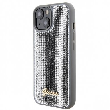 Dėklas Guess Sequin Script Metal   iPhone 15 - Pilkas 1