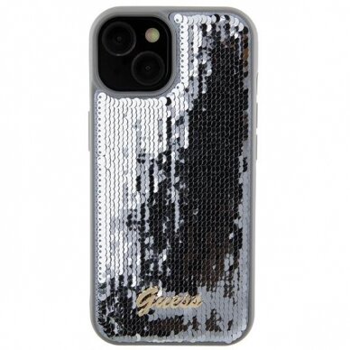 Dėklas Guess Sequin Script Metal   iPhone 15 - Pilkas 2