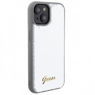 Dėklas Guess Sequin Script Metal   iPhone 15 - Pilkas 3