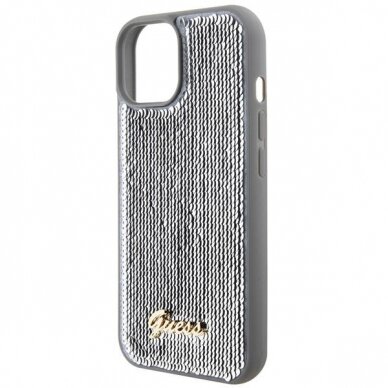 Dėklas Guess Sequin Script Metal   iPhone 15 - Pilkas 5