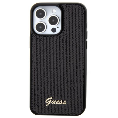 Dėklas Guess Sequin Script Metal   iPhone 15 Pro - Juodas 2