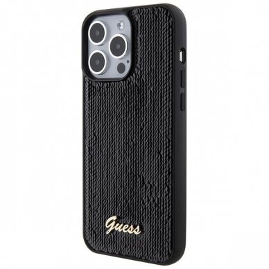 Dėklas Guess Sequin Script Metal   iPhone 15 Pro Max - Juodas 1