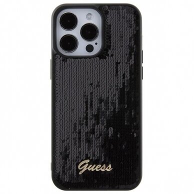 Dėklas Guess Sequin Script Metal   iPhone 15 Pro Max - Juodas 2