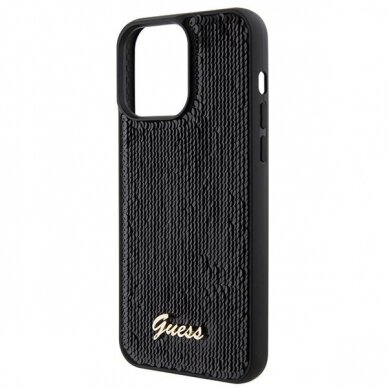 Dėklas Guess Sequin Script Metal   iPhone 15 Pro Max - Juodas 5