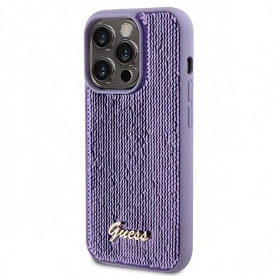 Dėklas Guess Sequin Script Metal   iPhone 15 Pro Max - Violetinis 1