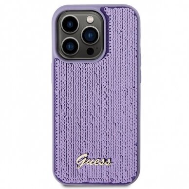 Dėklas Guess Sequin Script Metal   iPhone 15 Pro Max - Violetinis 2