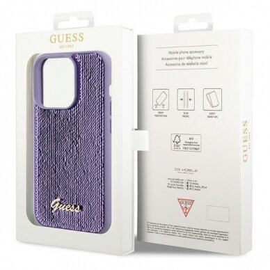 Dėklas Guess Sequin Script Metal   iPhone 15 Pro Max - Violetinis 7