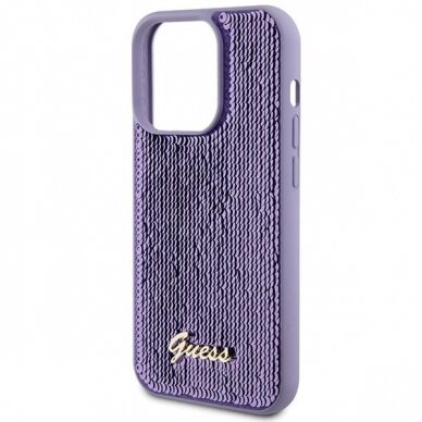 Dėklas Guess Sequin Script Metal   iPhone 15 Pro - Violetinis 5