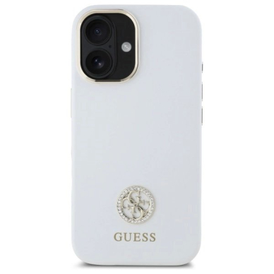 Dėklas Guess Silicone Logo Strass 4G  iPhone 16 - Baltas 2