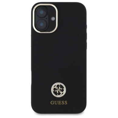 Dėklas Guess Silicone Logo Strass 4G  iPhone 16 - Juodas 2