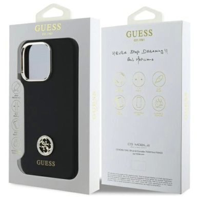 Dėklas Guess Silicone Logo Strass 4G  iPhone 16 Pro - Juodas 7