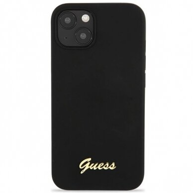 Dėklas Guess Silicone Script Gold Logo GUHCP13MLSLMGBK iPhone 13 Juodas 1