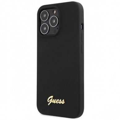 Dėklas Guess Silicone Script Gold Logo GUHCP13XLSLMGBK iPhone 13 Pro Max Juodas 1