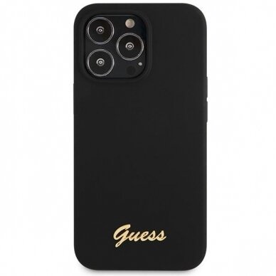 Dėklas Guess Silicone Script Gold Logo GUHCP13XLSLMGBK iPhone 13 Pro Max Juodas 2