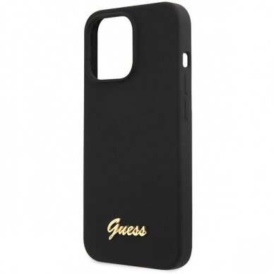 Dėklas Guess Silicone Script Gold Logo GUHCP13XLSLMGBK iPhone 13 Pro Max Juodas 5