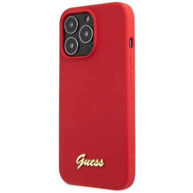 Dėklas Guess Silicone Vintage Gold Logo GUHCP13XLSLMGRE iPhone 13 Pro Max Raudonas 1