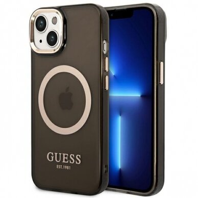 Dėklas Guess Translucent MagSafe GUHMP14SHTCMK iPhone 14 Juodas