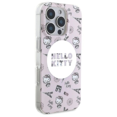 Dėklas Hello Kitty IML All Over Paris Magsafe iPhone 16 Pro  - Pink 3