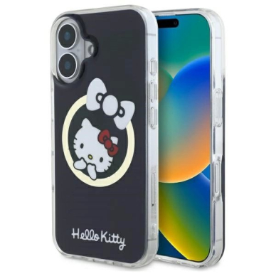 Dėklas Hello Kitty IML Fun bow Magsafe iPhone 16  - Juodas