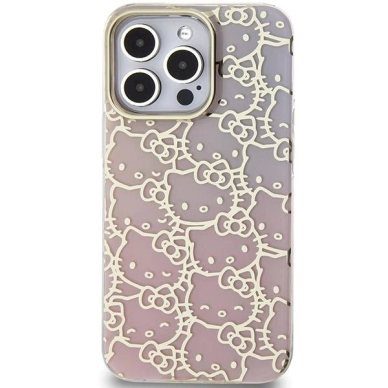 Dėklas Hello Kitty IML Gradient Electrop Crowded Kitty Head iPhone 14 Pro Max - rožinis 2