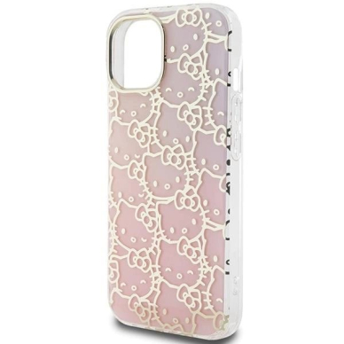 Dėklas Hello Kitty IML Gradient Electrop Crowded Kitty Head iPhone 15 - rožinis 4